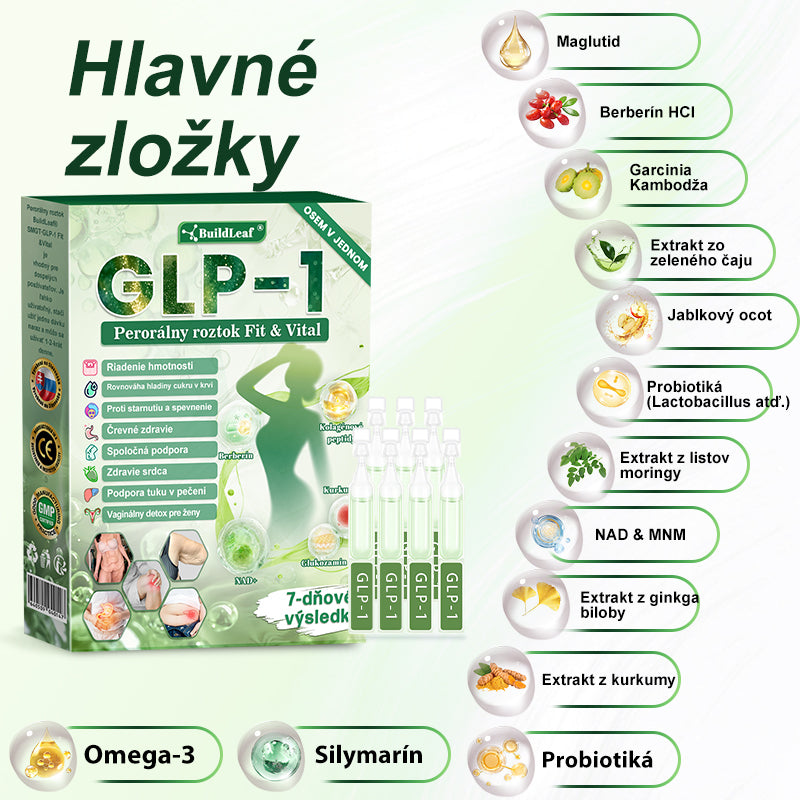 🧑⚕️BuildLeaf® GLP-1 6-v-1 Fit & Vital Perorálny Roztok (Len raz denne, viditeľné zmeny už za 7 dní) Pre obezitu, kardiovaskulárne ochorenia, cukrovku, spánkové apnoe, zdravie čriev, problémy s kĺbmi a ďalšie