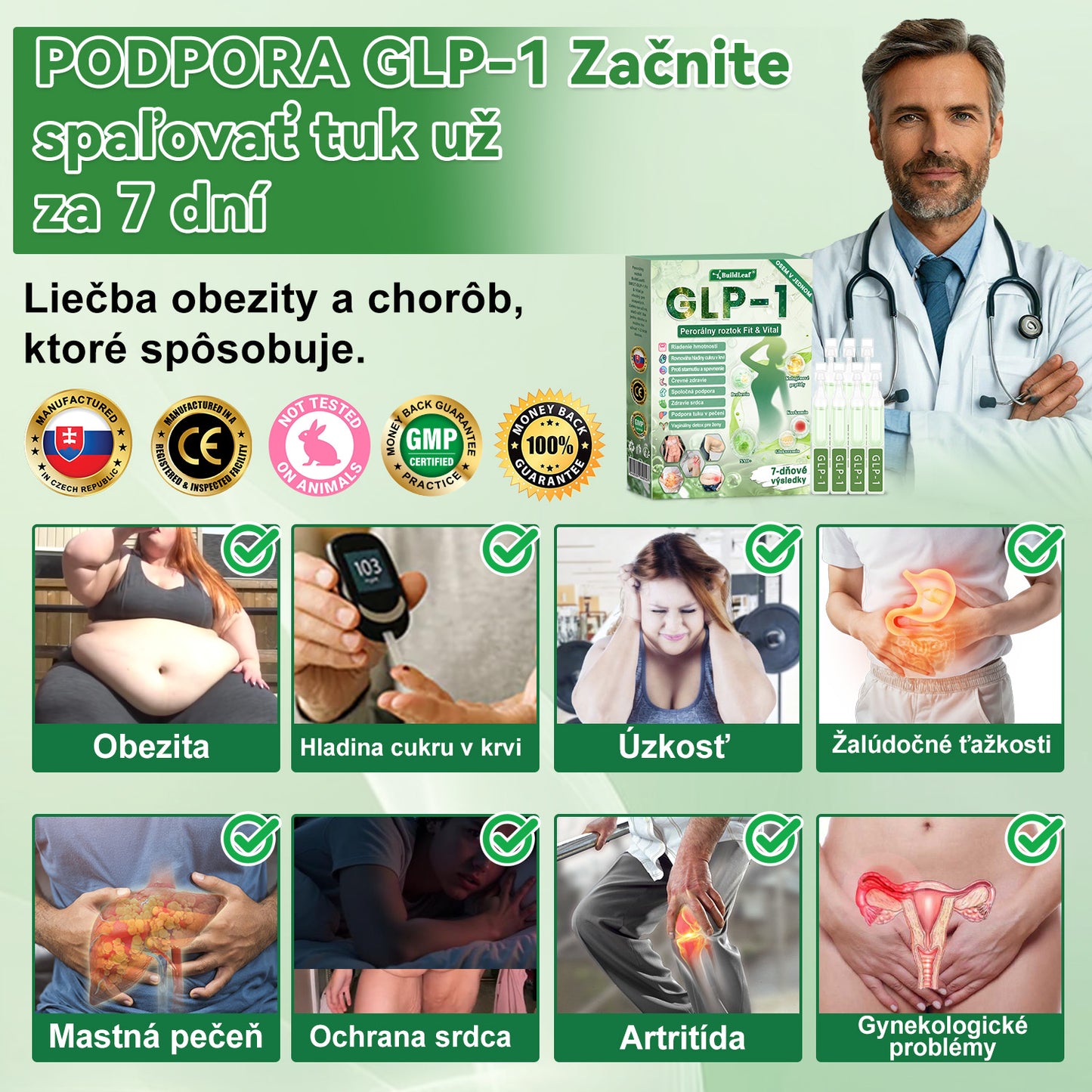 🌿🧑‍⚕️BuildLeaf® GLP-1 6-v-1 Fit & Vital Perorálny Roztok (Len raz denne, viditeľné zmeny už za 7 dní) Pre obezitu, kardiovaskulárne ochorenia, cukrovku, spánkové apnoe, zdravie čriev, problémy s kĺbmi a ďalšie