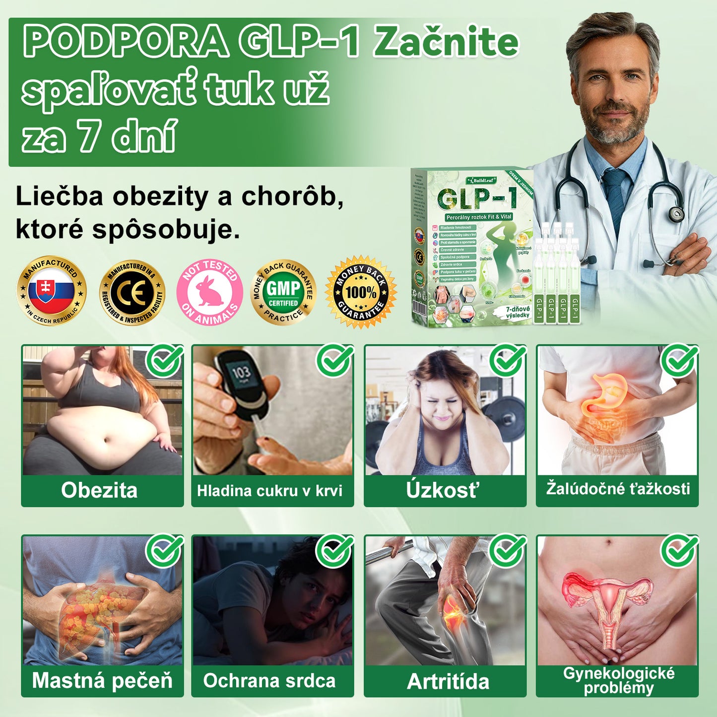 🌿🧑‍⚕️BuildLeaf® GLP-1 6-v-1 Fit & Vital Perorálny Roztok (Len raz denne, viditeľné zmeny už za 7 dní) Pre obezitu, kardiovaskulárne ochorenia, cukrovku, spánkové apnoe, zdravie čriev, problémy s kĺbmi a ďalšie